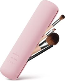 BEZOX Trendy Makeup Brush Holder - Silicon Make Up Brush Small Case; Sleek Travel Foundation Brushes Container (BRUSHES NOT INCLUDED) - Pink (Color: Pink)