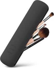BEZOX Trendy Makeup Brush Holder - Silicon Make Up Brush Small Case; Sleek Travel Foundation Brushes Container (BRUSHES NOT INCLUDED) - Pink (Color: Black)