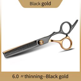 Hair Cutting Scissors; Professional Home Hair Cutting Barber/Salon Thinning Shears; Stainless Steel Hairdressing Scissors Black Golden (Color: Thinning)
