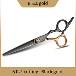 Hair Cutting Scissors; Professional Home Hair Cutting Barber/Salon Thinning Shears; Stainless Steel Hairdressing Scissors Black Golden (Color: Cutting)