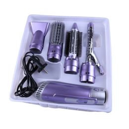 Professional 4 in 1 Multifunction Hair Dryer Curler Curling Straightener Comb Iron Brush Electric Styling Tools Drop Shipping (Color: Purple)