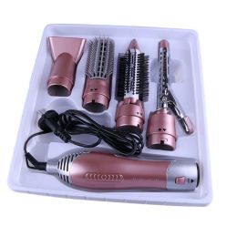 Professional 4 in 1 Multifunction Hair Dryer Curler Curling Straightener Comb Iron Brush Electric Styling Tools Drop Shipping (Color: Pink)