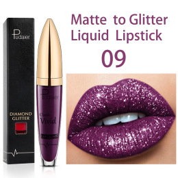18 Colors Shiny Lip Gloss for Women Long Lasting Matte Glitter Liquid Lipstick Diamond Shiny Lip Gloss Waterproof Lip Makeup (Color: 9)