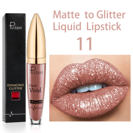 18 Colors Shiny Lip Gloss for Women Long Lasting Matte Glitter Liquid Lipstick Diamond Shiny Lip Gloss Waterproof Lip Makeup (Color: 11)