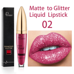18 Colors Shiny Lip Gloss for Women Long Lasting Matte Glitter Liquid Lipstick Diamond Shiny Lip Gloss Waterproof Lip Makeup (Color: 2)