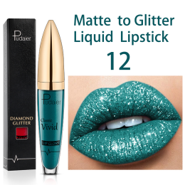 18 Colors Shiny Lip Gloss for Women Long Lasting Matte Glitter Liquid Lipstick Diamond Shiny Lip Gloss Waterproof Lip Makeup (Color: 12)