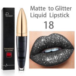 18 Colors Shiny Lip Gloss for Women Long Lasting Matte Glitter Liquid Lipstick Diamond Shiny Lip Gloss Waterproof Lip Makeup (Color: 18)