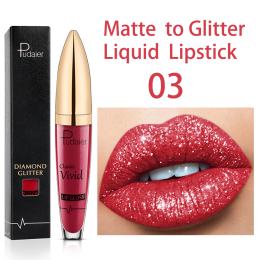 18 Colors Shiny Lip Gloss for Women Long Lasting Matte Glitter Liquid Lipstick Diamond Shiny Lip Gloss Waterproof Lip Makeup (Color: 3)