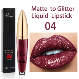 18 Colors Shiny Lip Gloss for Women Long Lasting Matte Glitter Liquid Lipstick Diamond Shiny Lip Gloss Waterproof Lip Makeup (Color: 4)