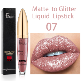 18 Colors Shiny Lip Gloss for Women Long Lasting Matte Glitter Liquid Lipstick Diamond Shiny Lip Gloss Waterproof Lip Makeup (Color: 7)