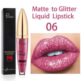 18 Colors Shiny Lip Gloss for Women Long Lasting Matte Glitter Liquid Lipstick Diamond Shiny Lip Gloss Waterproof Lip Makeup (Color: 6)