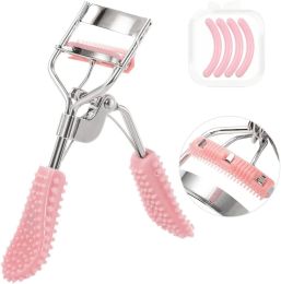Uranian Eyelash Curlers with Comb Protable Eyelash Curler with 4 Silicone Refill Pads Professional Lash Curler Makeup Tool for Eyes (3 Light Pink) (size: 3 Light Pink)