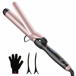 Curling Iron 1 1/2-inch Instant Heat with Extra-Smooth Tourmaline Ceramic Coating, Glove Included (Color: Rose Gold)