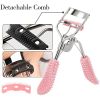 Uranian Eyelash Curlers with Comb Protable Eyelash Curler with 4 Silicone Refill Pads Professional Lash Curler Makeup Tool for Eyes (3 Light Pink)