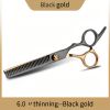 Hair Cutting Scissors; Professional Home Hair Cutting Barber/Salon Thinning Shears; Stainless Steel Hairdressing Scissors Black Golden