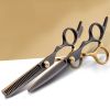 Hair Cutting Scissors; Professional Home Hair Cutting Barber/Salon Thinning Shears; Stainless Steel Hairdressing Scissors Black Golden