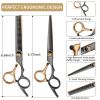 Hair Cutting Scissors; Professional Home Hair Cutting Barber/Salon Thinning Shears; Stainless Steel Hairdressing Scissors Black Golden